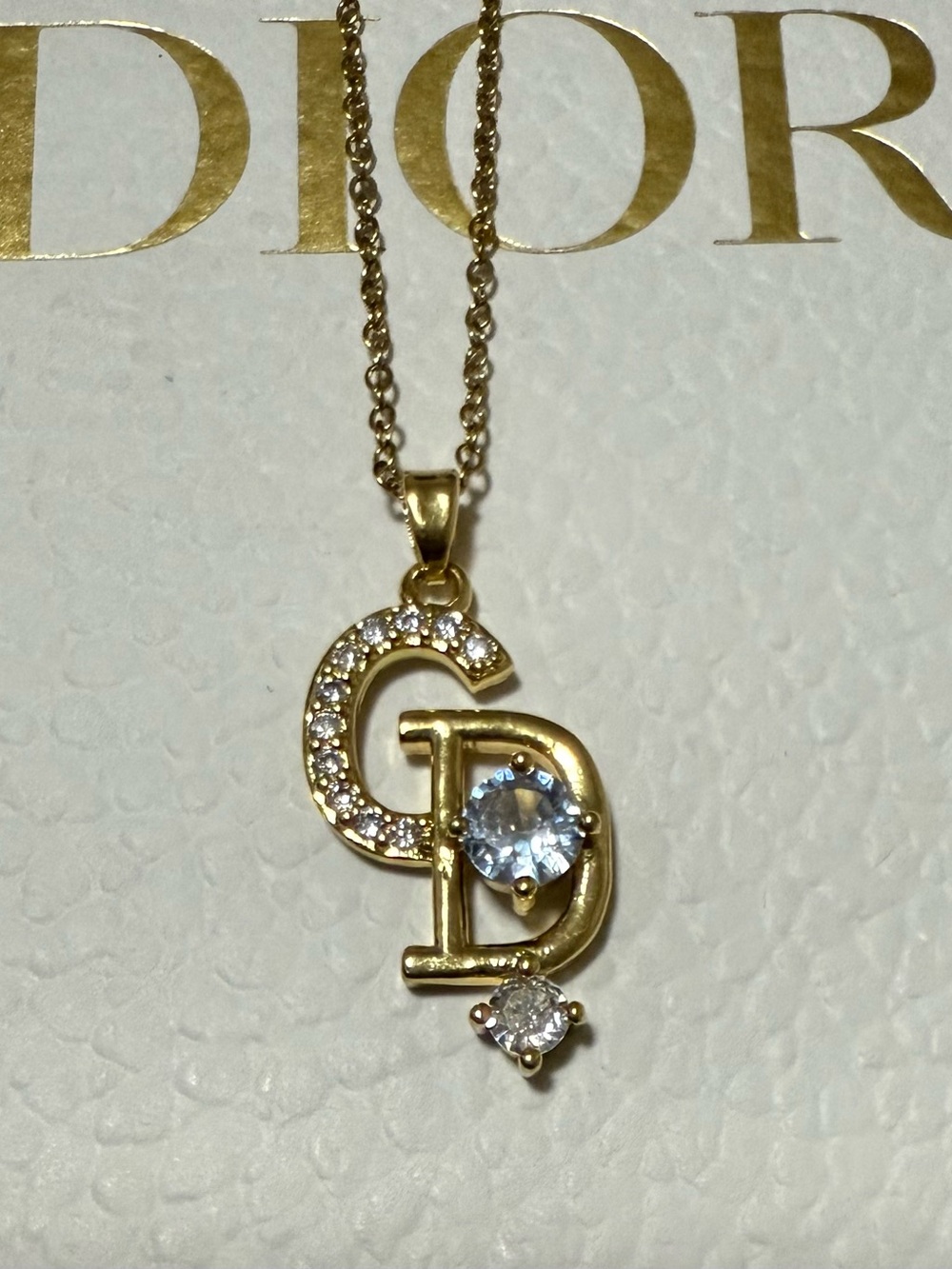 Stunning CD Initial Pendant Necklace in Gold-tone